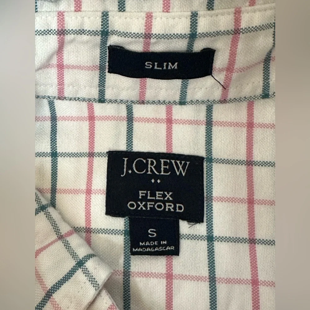 J. Crew Men's Pink and Blue Checkered Shirt